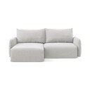 Divano angolare grigio chiaro allungabile/con contenitore (con penisola a sinistra/con chaise lounge) con rivestimento in velluto Kalena – Makamii