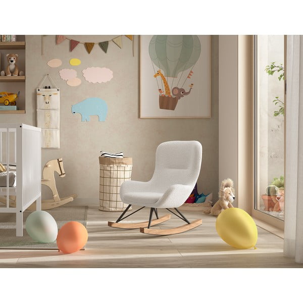 Sedia a dondolo bianca in tessuto bouclé ROCKY - Vipack-image-1