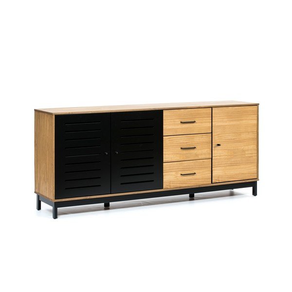 Cassettiera con struttura in legno e ante nere Alessia - Marckeric-image-1