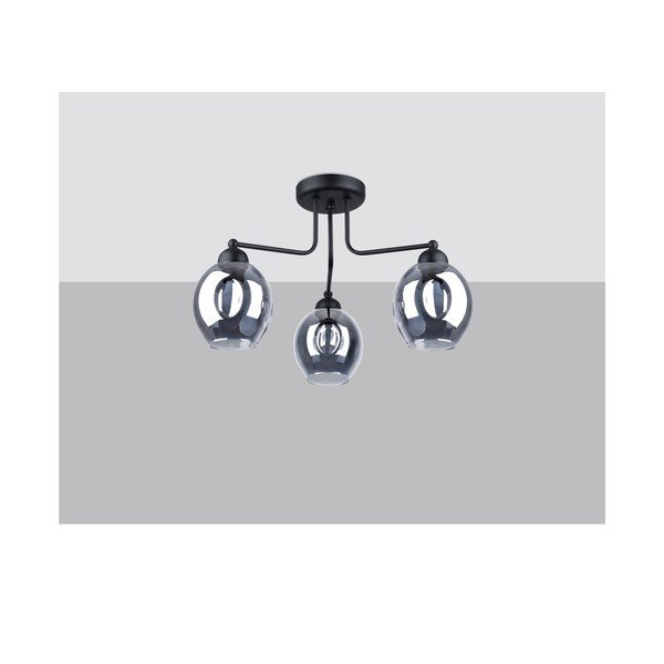 Plafoniera nera con paralume in vetro 54x54 cm Garten – Sollux-image-2