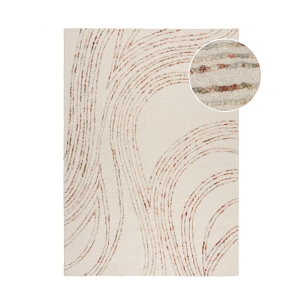 Tappeto in lana arancione e crema 120x170 cm Abstract Swirl - Flair Rugs