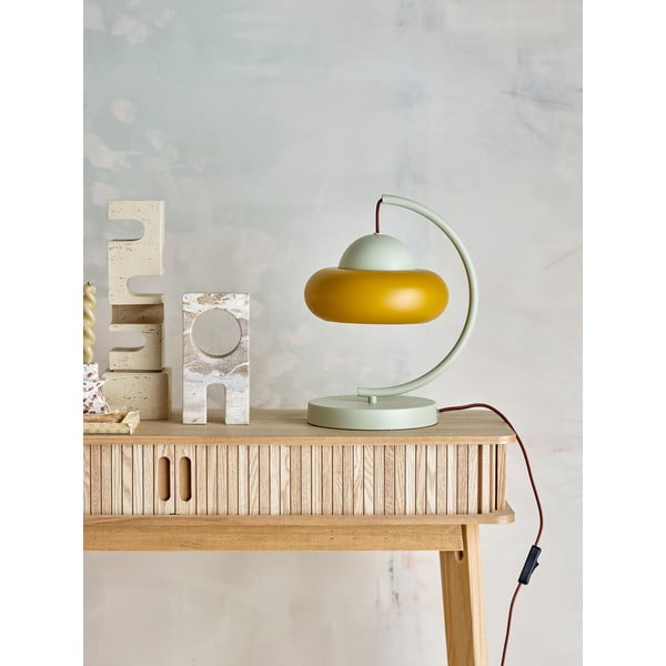 Lampada da tavolo giallo ocra e color crema (altezza totale 34,5 cm) Bubble – Bloomingville-image-1