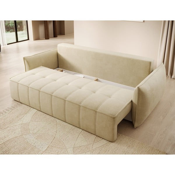 Divano beige allungabile/con contenitore e rivestimento in velluto 242 cm Weltton – ELTAP-image-4