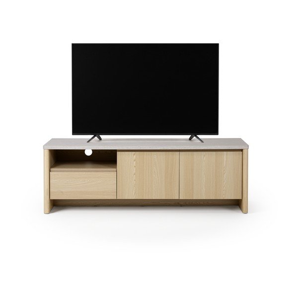 Mobile TV bianco/colore naturale chiaro con effetto rovere 153x50x45 cm Dore – Marckeric-image-3