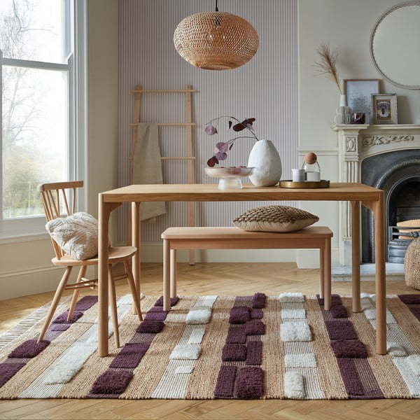 Tappeto viola/di colore naturale in misto iuta tessuto a mano 160x230 cm Medina Blocks – Flair Rugs-image-1