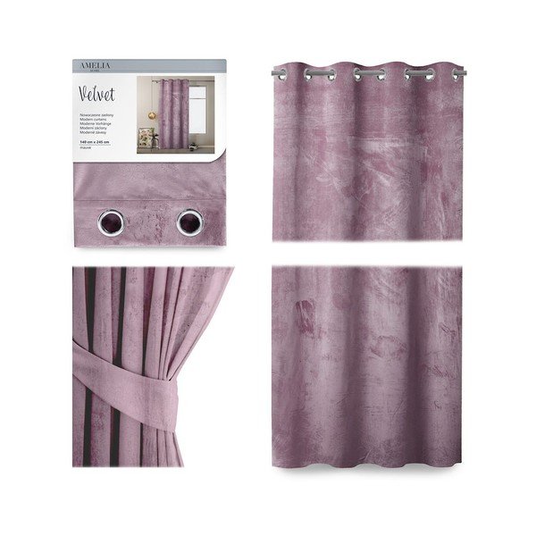 Tenda di velluto rosa Velluto, 140 x 245 cm - AmeliaHome-image-2