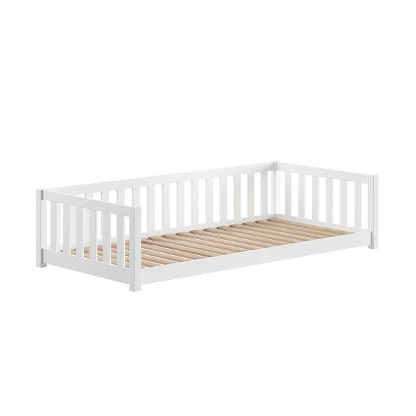 Letto da bambini estraibile bianco in pino massiccio con contenitore con rete inclusa 140x200 cm Dallas – Vipack-image-4