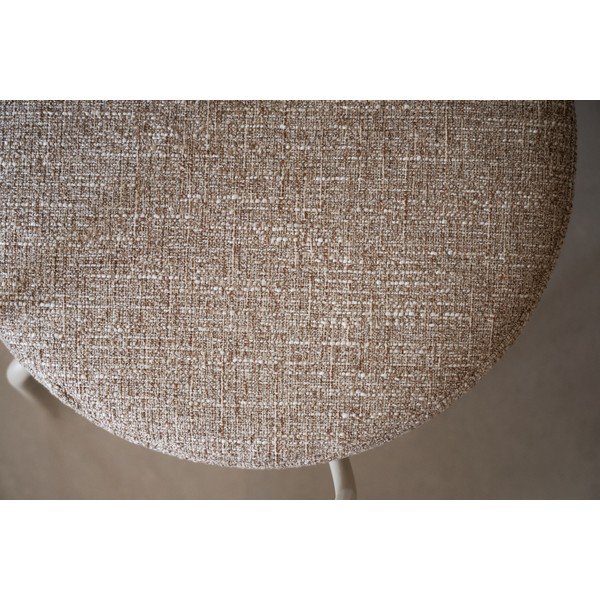 Sedia da pranzo beige/color crema in metallo con braccioli Merrick – Rowico-image-3