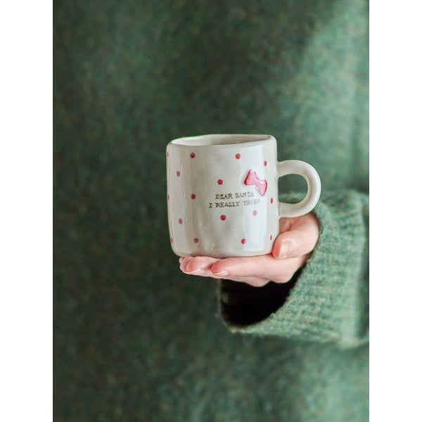 Tazza beige in gres a tema natalizio 250 ml Christy – Bloomingville-image-1