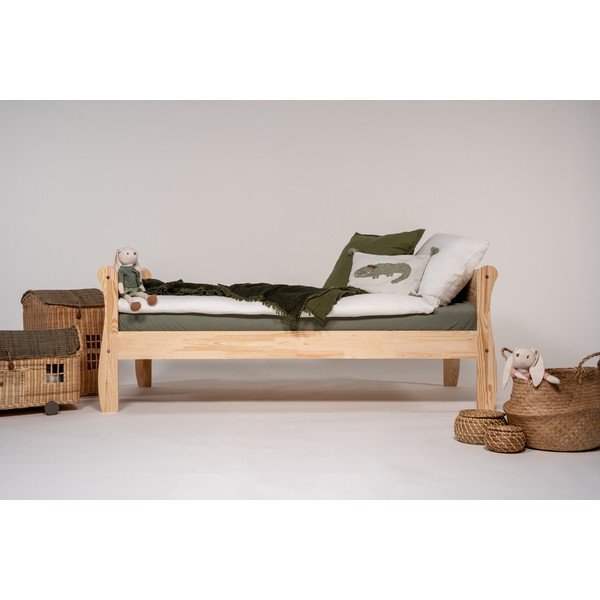 Letto da bambini di colore naturale in pino massiccio con rete inclusa 70x140 cm Roma – Adeko-image-2