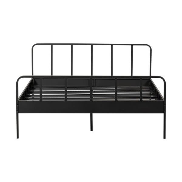 Letto matrimoniale in metallo nero con griglia 160x200 cm Mees - WOOOD-image-2