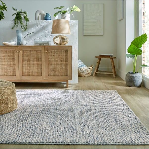 Tappeto azzurro tessuto a mano con lana 160x230 cm Minerals - Flair Rugs-image-1
