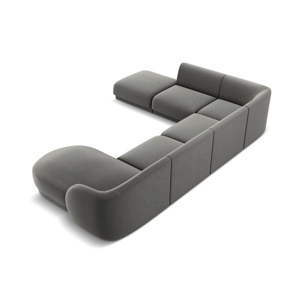 Divano angolare in velluto grigio (angolo sinistro) Miley - Micadoni Home-image-4