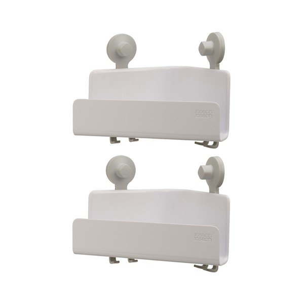 Set di 2 mensole angolari bianche autoportanti in plastica per il bagno EasyStore - Joseph Joseph-image-2