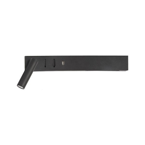 Lampada da parete LED nera opaca in metallo con struttura flessibile/con porta USB Vida – Nova Luce