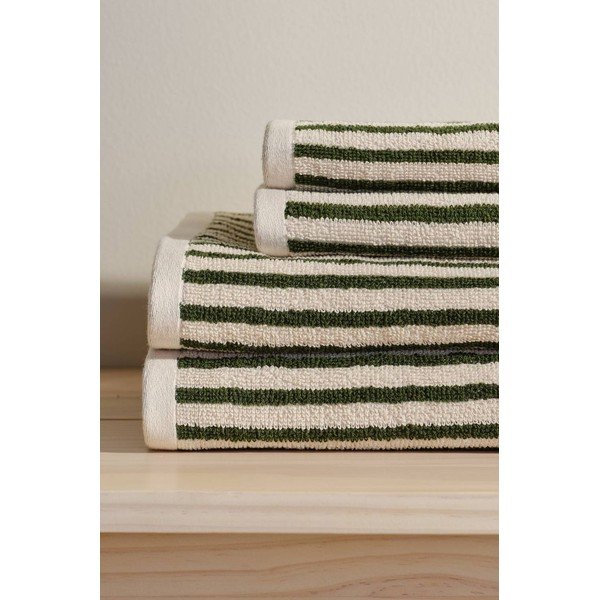 Set di asciugamani per viso e corpo verdi/color crema in cotone 4 pz Dixie – Jotex-image-1