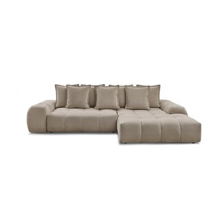 Divano Angolare Curvo 327 Cm – 5 Posti In Ciniglia Morbida, Seduta Profonda 72 Cm, Senza Montaggio (Marrone)