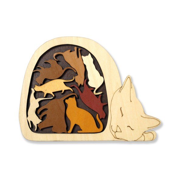Cestino per gatti con puzzle in legno - RecentToys-image-1