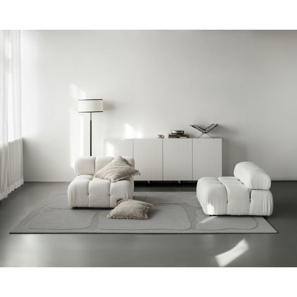 Tappeto in lana grigio 200x300 cm Morphic Organica - Agnella-image-2