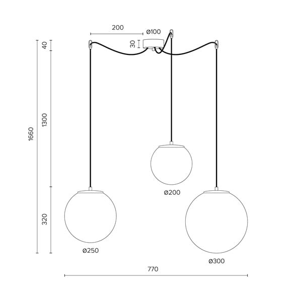 Lampada a sospensione bianca a tre bracci con attacco nero TSUKI Tsuki - Sotto Luce-image-3