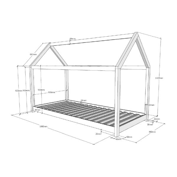 Letto per bambini , 90 x 200 cm Cabane - Vipack-image-3