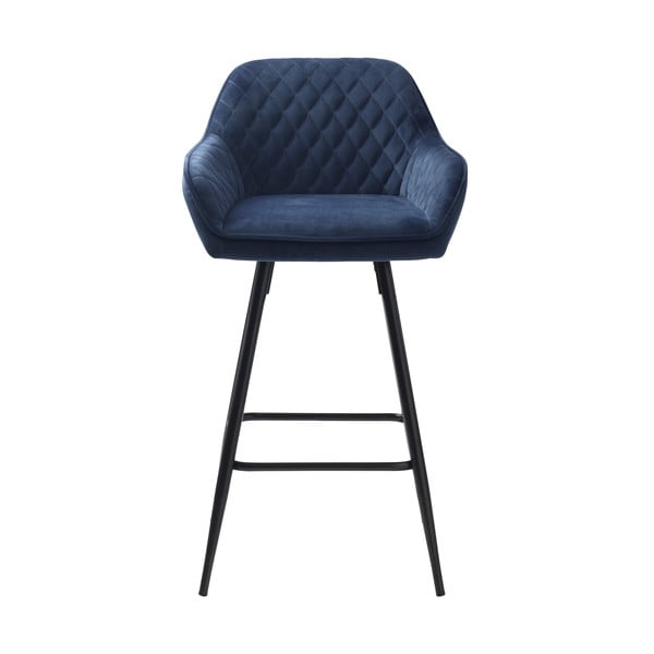 Sgabello da bar in velluto blu (altezza seduta 67 cm) Milton - Unique Furniture-image-1