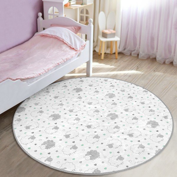 Tappeto per bambini grigio chiaro e bianco ø 80 cm Comfort - Mila Home-image-1