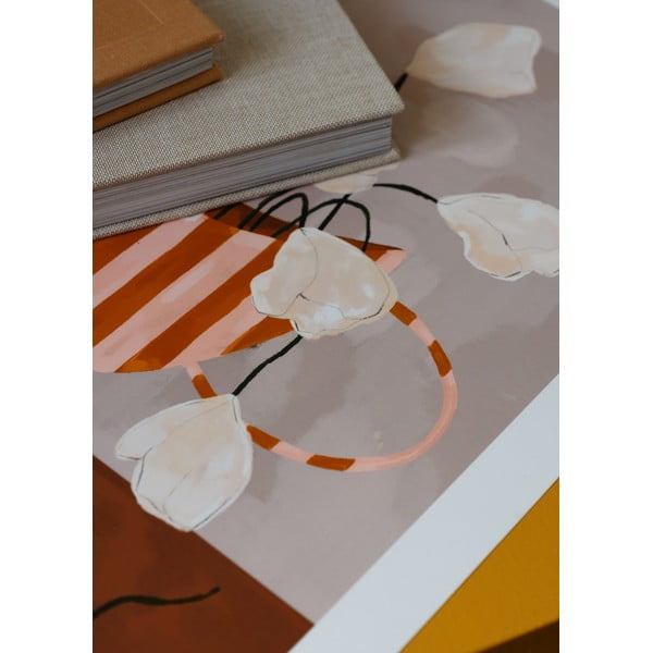 Poster 30x40 cm White Flowers in Striped Vase – Frankie Penwill – The Poster Club-image-2