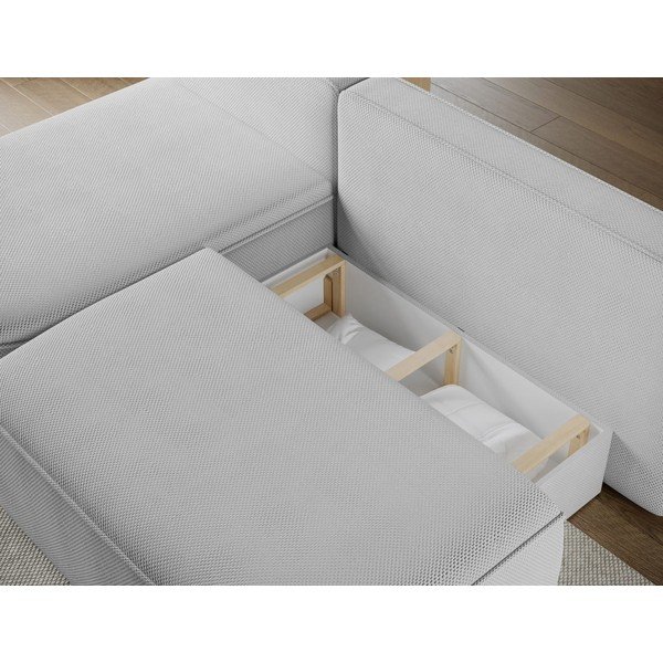 Divano angolare grigio allungabile/con contenitore (con penisola a sinistra/con chaise lounge) con rivestimento in ciniglia Livosa – ELTAP-image-3