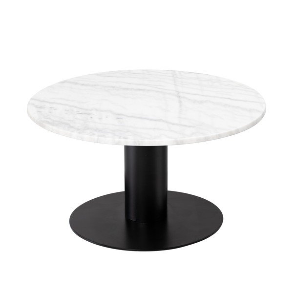Tavolino in marmo bianco con base in nero , ⌀ 85 cm Pepo - RGE