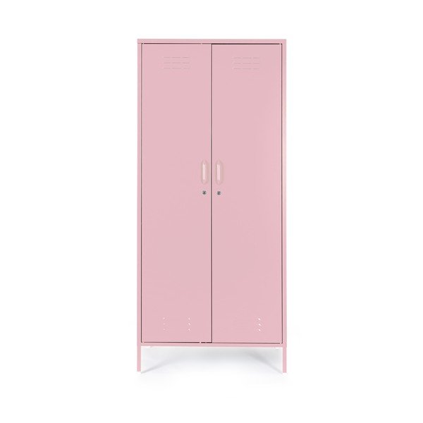 Armadietto rosa chiaro in metallo con chiusura a chiave 80x185x50 cm Cambridge – Yes Everyday