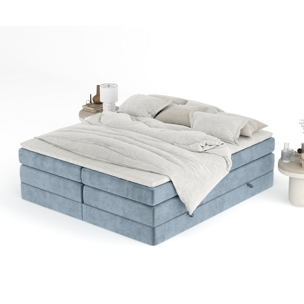 Letto boxspring blu con contenitore/senza testiera 140x200 cm Juniper – Maison de Rêve-image-4