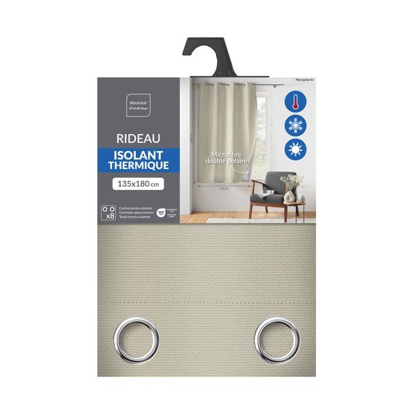 Tenda termoisolante/parzialmente oscurante beige in microfibra 135x180 cm Micropolar – douceur d'intérieur-image-3