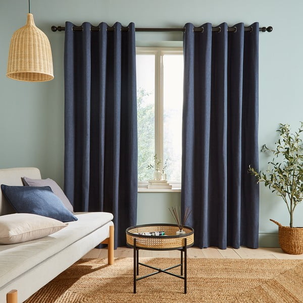 Tende blu in set da 2 183x168 cm Chambray - Catherine Lansfield-image-1
