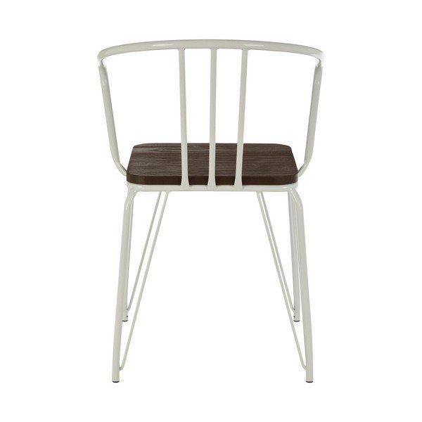 Sedia da pranzo bianca/di colore naturale in olmo massiccio District – Premier Housewares-image-4