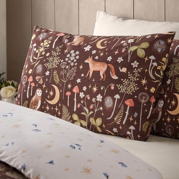 Set copripiumino e federa marrone scuro per letto singolo 135x200 cm Enchanted Twilight Animals – Catherine Lansfield-image-2