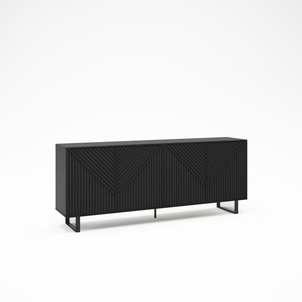 Cassettiera nera 201x80x40 cm Peta - Marckeric-image-2