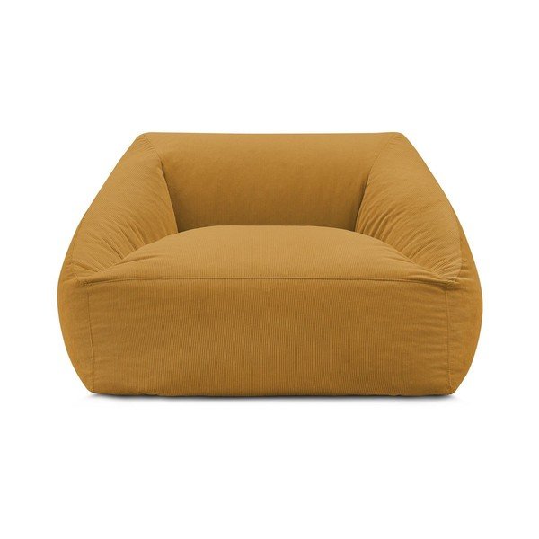 Puof a sacco giallo con rivestimento in velluto a coste Lilibet – Bobochic Paris-image-3