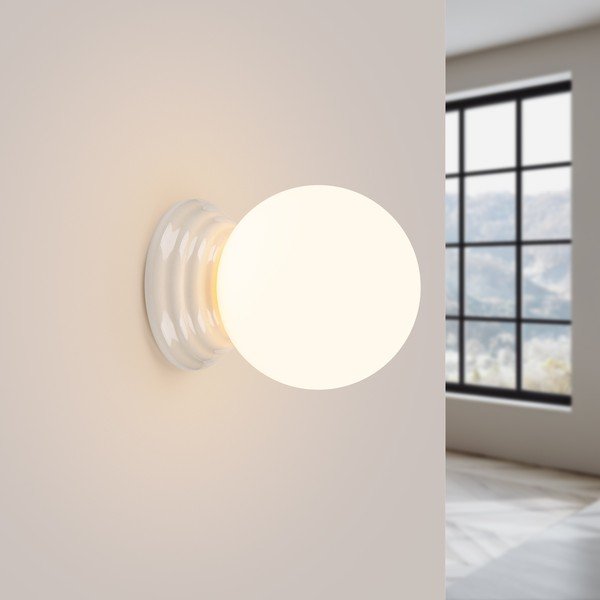 Lampada da parete bianca in ceramica ø 12 cm Farsa – Sollux-image-4
