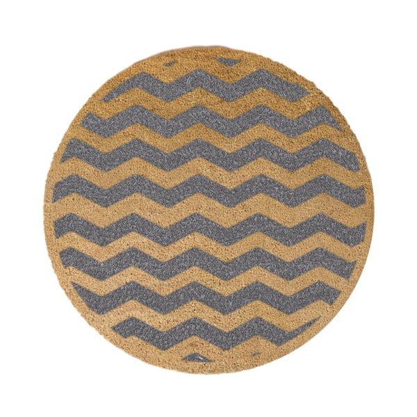 Tappeto rotondo grigio in cocco naturale Chevron, ⌀ 70 cm - Artsy Doormats