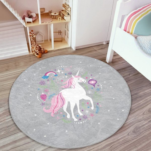 Tappeto grigio per bambini ø 120 cm Comfort - Mila Home-image-3