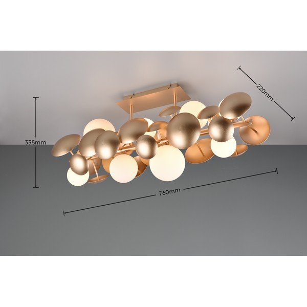 Lampada da soffitto con paralume in vetro bianco-dorato 76x22 cm Bubble - Trio Select-image-3