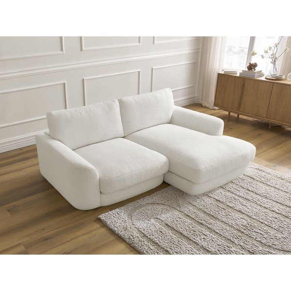 Divano angolare bianco (con penisola a destra/con chaise lounge) con rivestimento in bouclé Leonore – Bobochic Paris-image-4