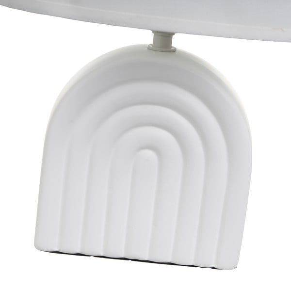 Lampada da tavolo in ceramica bianca con paralume in tessuto (altezza 31 cm) - Casa Selección-image-3