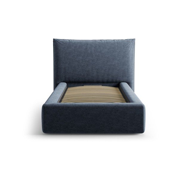 Letto singolo imbottito blu scuro con contenitore con rete inclusa 90x200 cm Kaelle – Micadoni -image-3