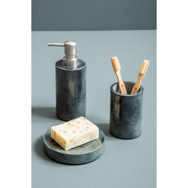 Dispenser per sapone grigio scuro in pietra Kamal – Premier Housewares-image-1