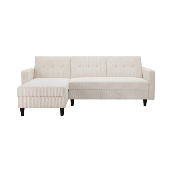 Divano letto angolare in velluto a coste bianco Hartford - Støraa-image-4