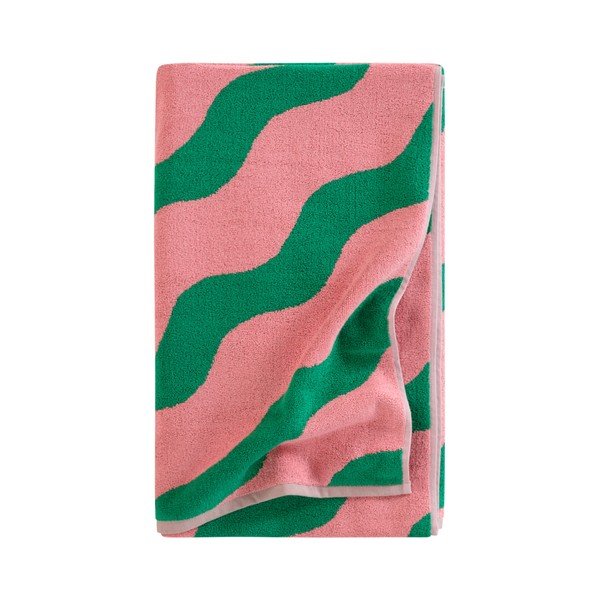 Asciugamano verde/rosa in cotone 90x150 cm Waves – Jotex