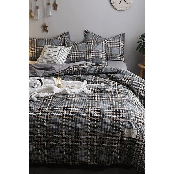 Biancheria da letto singola/estesa in cotone grigio con lenzuolo 160x220 cm - Mila Home-image-2
