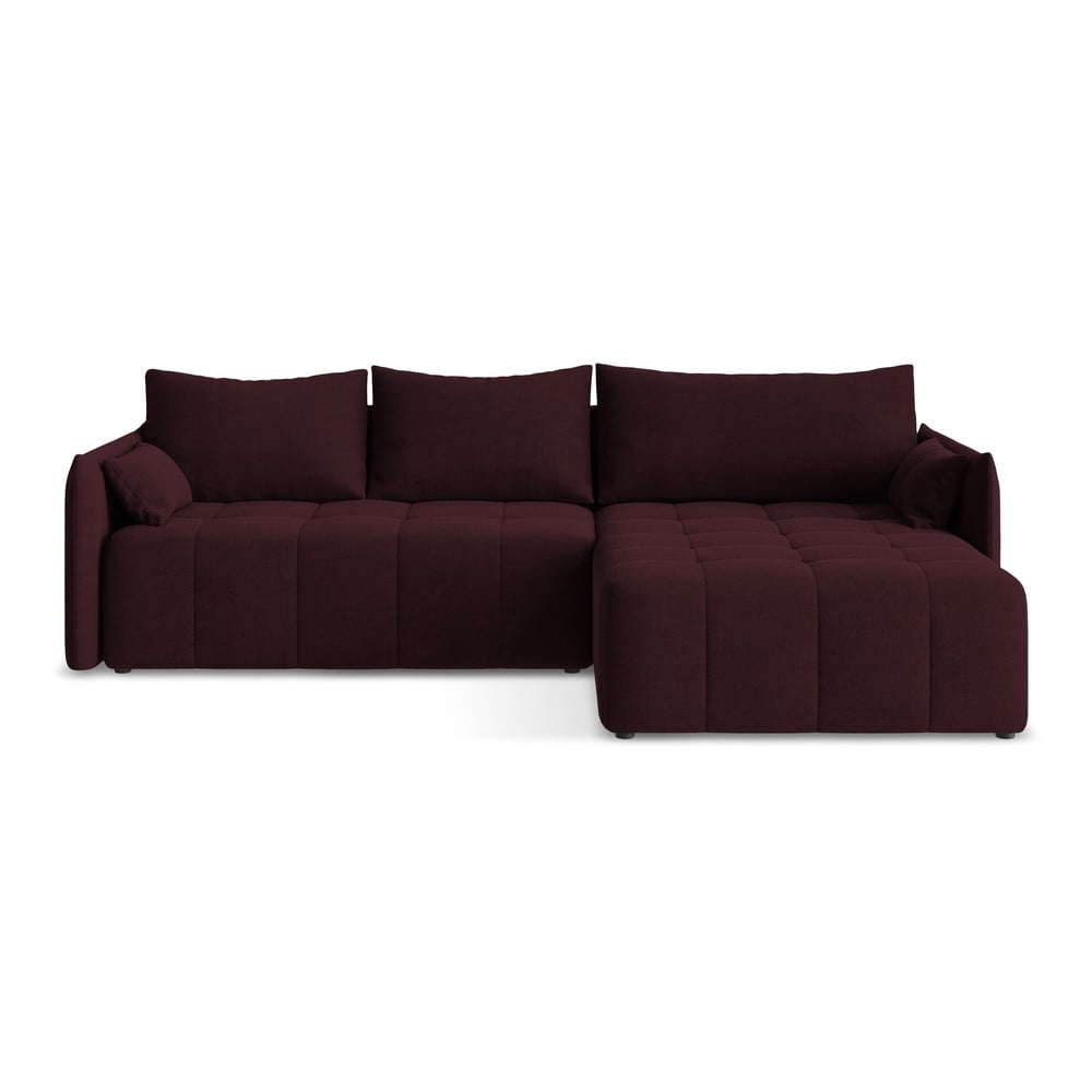Divano angolare burgundy allungabile/con contenitore (con penisola a destra/con chaise lounge) Moku – Makamii | Divani ad angolo